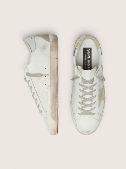 Golden Goose Mens Super-Star With Silver Heel Tab And Lettering Mens