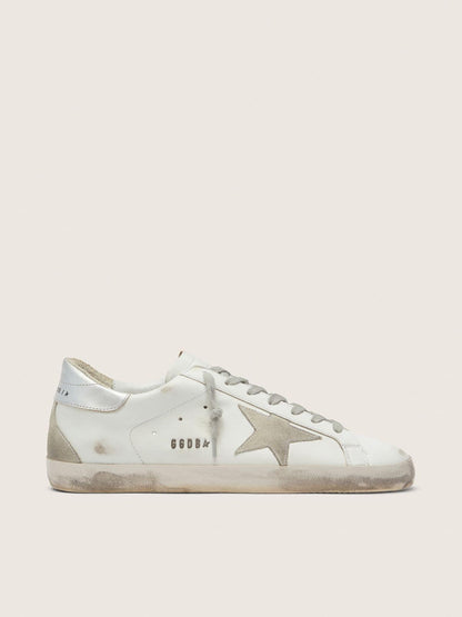Golden Goose Mens Super-Star With Silver Heel Tab And Lettering Mens