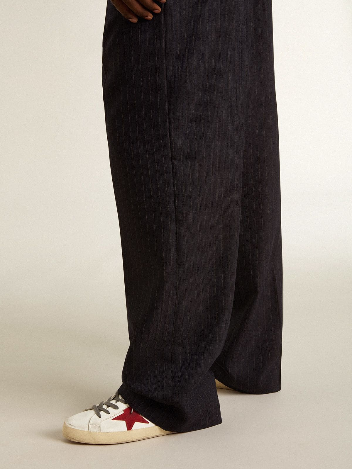 Golden Goose Mens Super-Star With Red Suede Star And Green Leather Heel Tab Mens