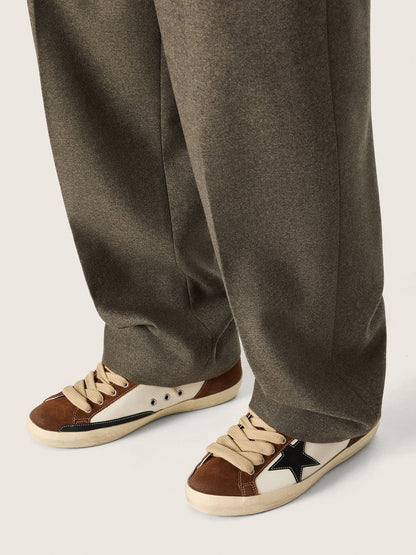 Golden Goose Mens Super-Star In White Leather And Brown Suede With Black Leather Star Mens