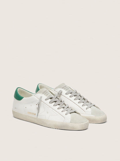 Golden Goose Mens Super-Star With Perforated Star And Green Heel Tab Mens