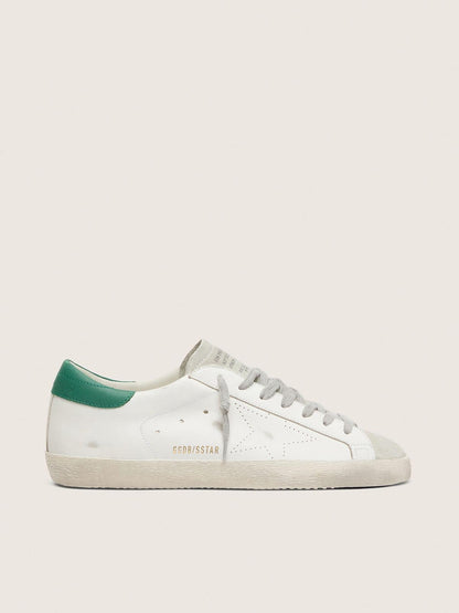 Golden Goose Mens Super-Star With Perforated Star And Green Heel Tab Mens