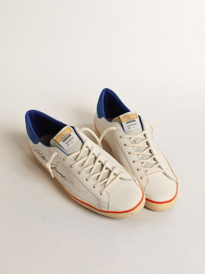 Golden Goose Mens Super-Star With Perforated Star And Blue Suede Heel Tab Mens