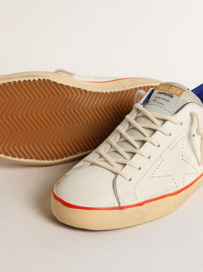 Golden Goose Mens Super-Star With Perforated Star And Blue Suede Heel Tab Mens