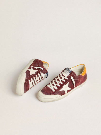 Golden Goose Mens Super-Star In Brick-Red Suede With White Leather Star And Animal-Print Heel Tab Mens