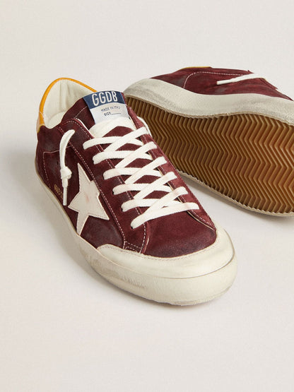 Golden Goose Mens Super-Star In Brick-Red Suede With White Leather Star And Animal-Print Heel Tab Mens