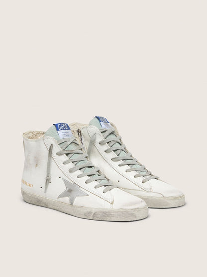 Golden Goose Mens Francy In Leather With Silver Suede Star Mens