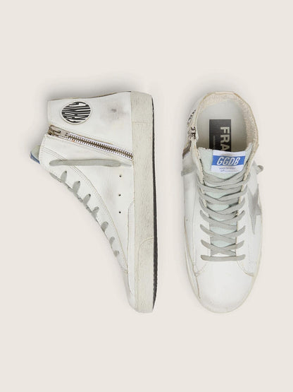 Golden Goose Mens Francy In Leather With Silver Suede Star Mens