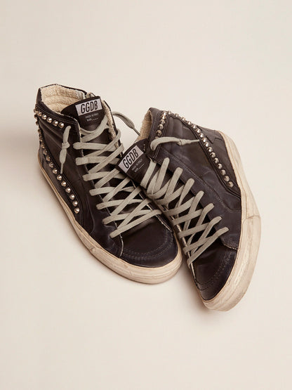 Golden Goose Mens Slide Black With Studs Mens