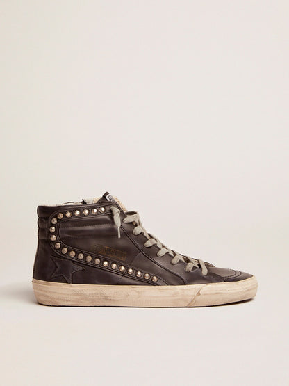 Golden Goose Mens Slide Black With Studs Mens