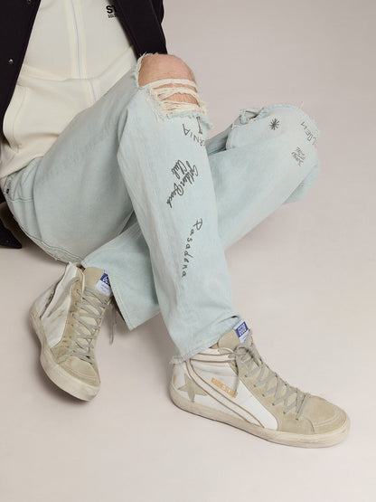 Golden Goose Mens Slide In Leather With Suede Details Mens
