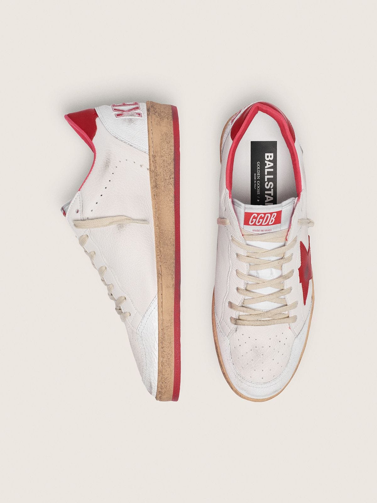 Golden Goose Mens Ball Star In White Leather Mens