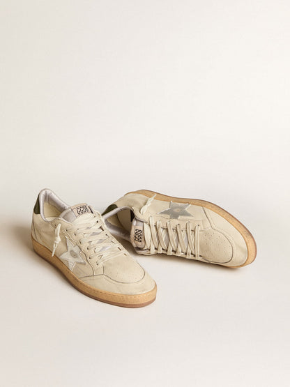 Golden Goose Mens Ball Star With Silver Leather Star And Green Leather Heel Tab Mens