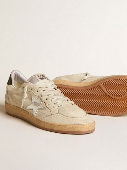 Golden Goose Mens Ball Star With Silver Leather Star And Green Leather Heel Tab Mens