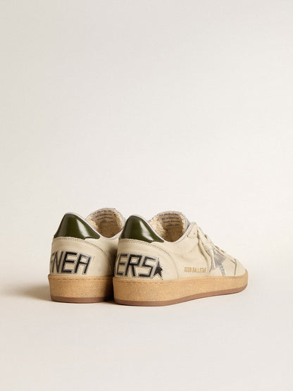 Golden Goose Mens Ball Star With Silver Leather Star And Green Leather Heel Tab Mens