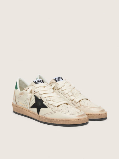 Golden Goose Mens Ball Star With Black Leather Star And Green Leather Heel Tab Mens