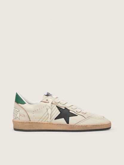 Golden Goose Mens Ball Star With Black Leather Star And Green Leather Heel Tab Mens