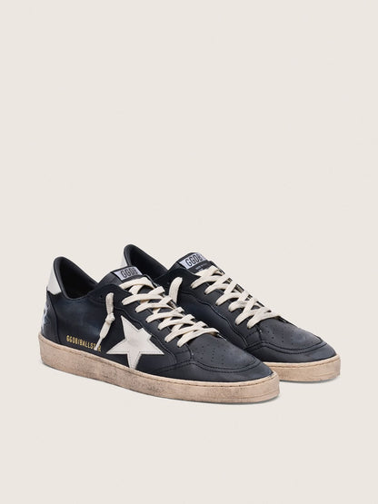 Golden Goose Mens Ball Star In Black Nappa With White Leather Star And Heel Tab Mens