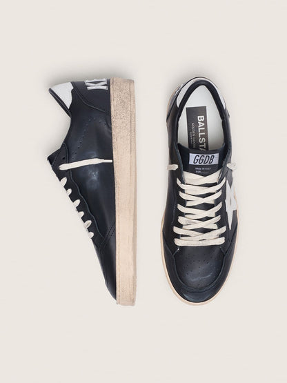 Golden Goose Mens Ball Star In Black Nappa With White Leather Star And Heel Tab Mens