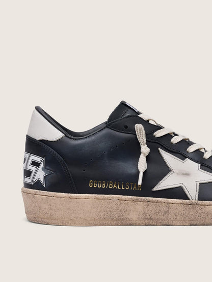 Golden Goose Mens Ball Star In Black Nappa With White Leather Star And Heel Tab Mens