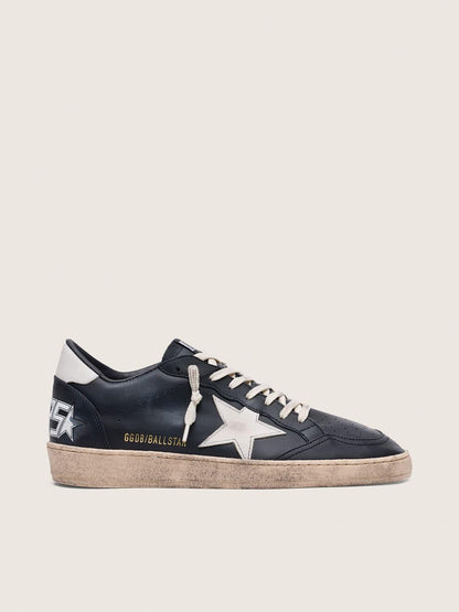 Golden Goose Mens Ball Star In Black Nappa With White Leather Star And Heel Tab Mens