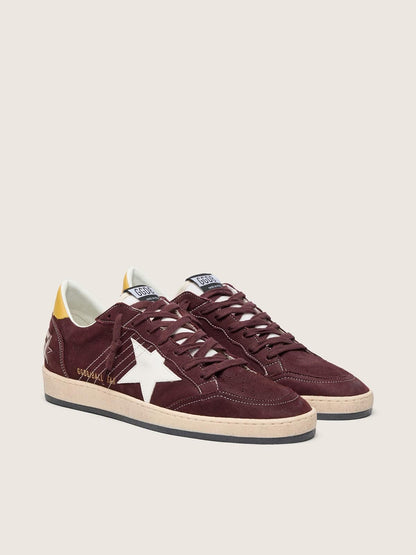 Golden Goose Mens Ball Star In Chocolate Nubuck With Leather Star And Heel Tab Mens
