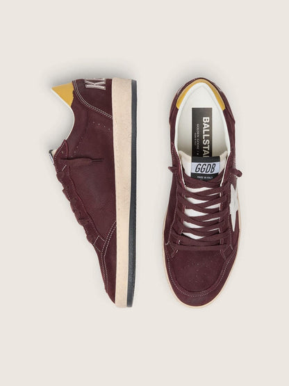 Golden Goose Mens Ball Star In Chocolate Nubuck With Leather Star And Heel Tab Mens