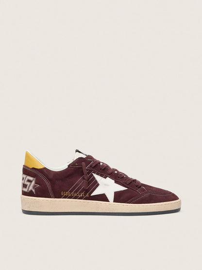 Golden Goose Mens Ball Star In Chocolate Nubuck With Leather Star And Heel Tab Mens