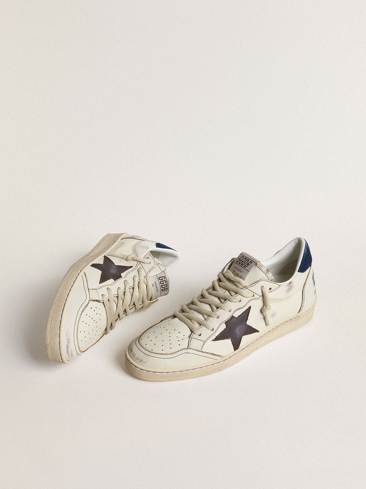 Golden Goose Ball Star With Black Star And Blue Suede Heel Tab Mens