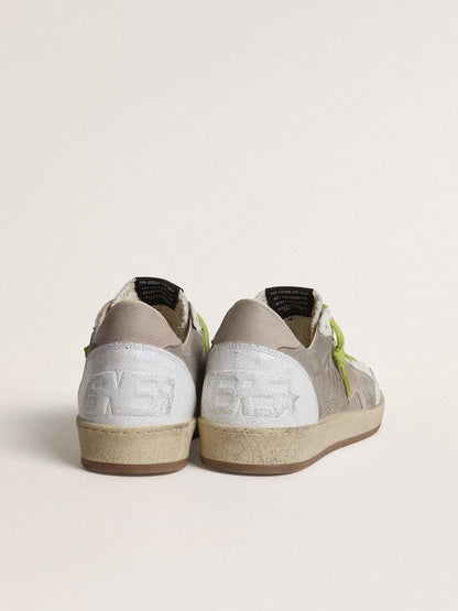 Golden Goose Mens Ball Star In Gray Suede With Old Rose Suede Star And Beige Leather Heel Tab Mens