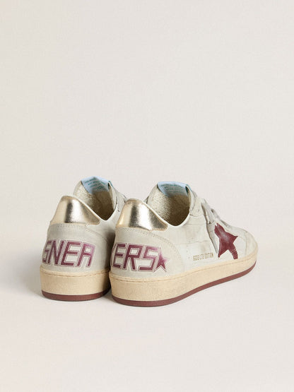 Golden Goose Mens Ball Star In Crocodile-Print Nubuck With Burgundy Suede Star Mens
