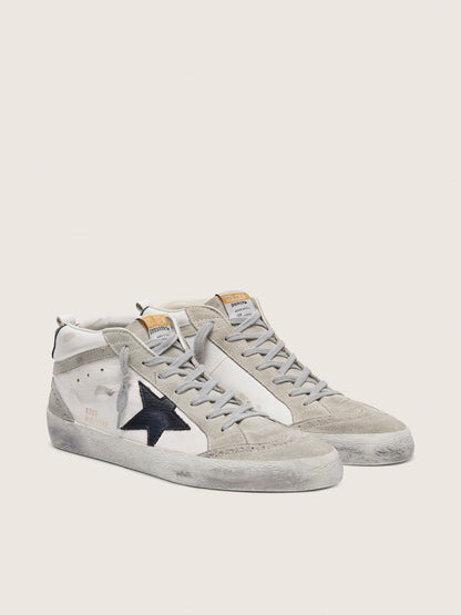 Golden Goose Mens Mid Star White With Black Star Mens
