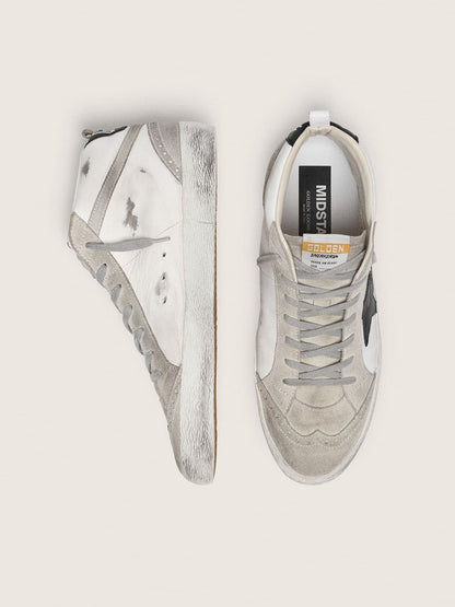 Golden Goose Mens Mid Star White With Black Star Mens