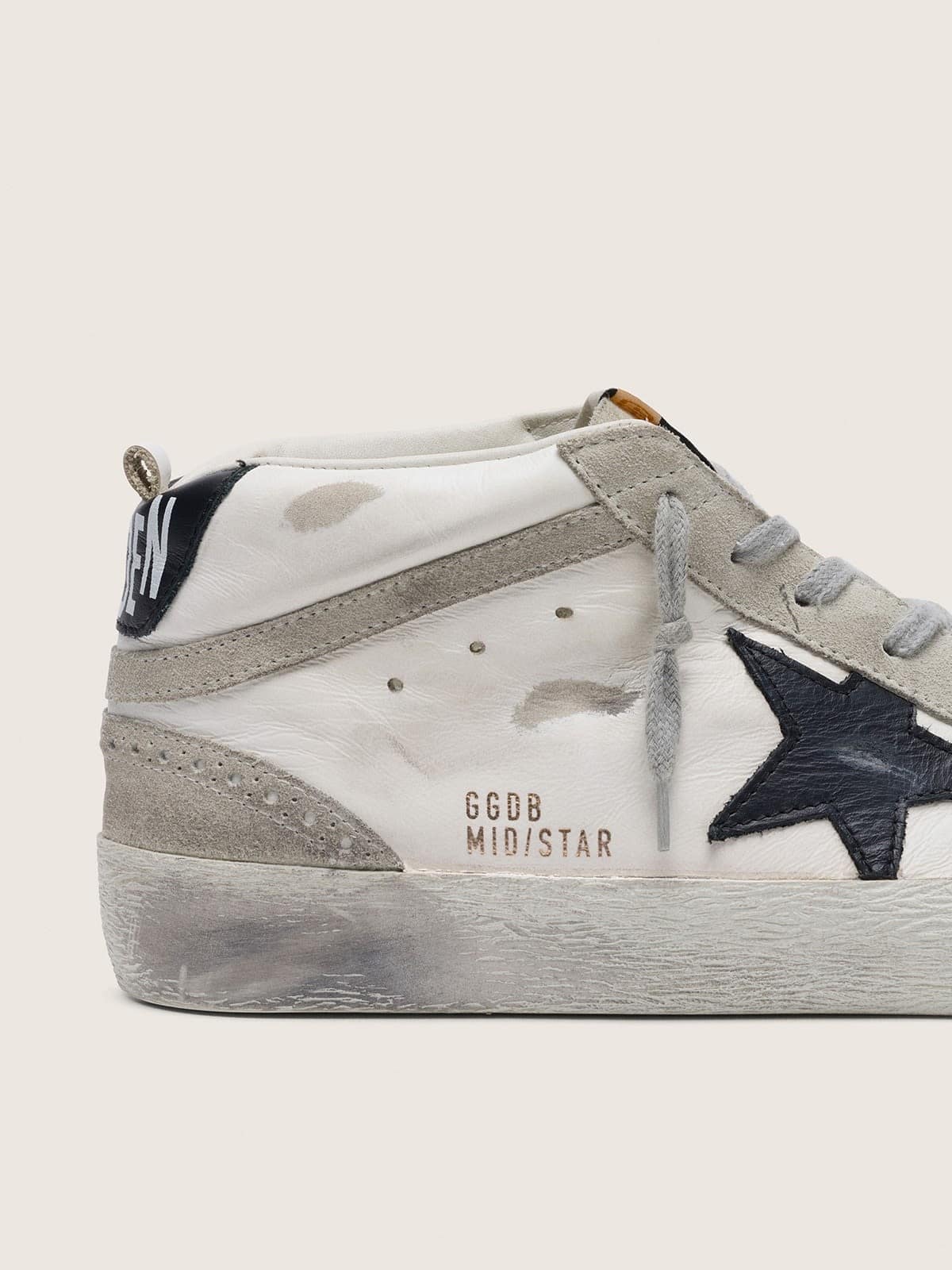 Golden Goose Mens Mid Star White With Black Star Mens