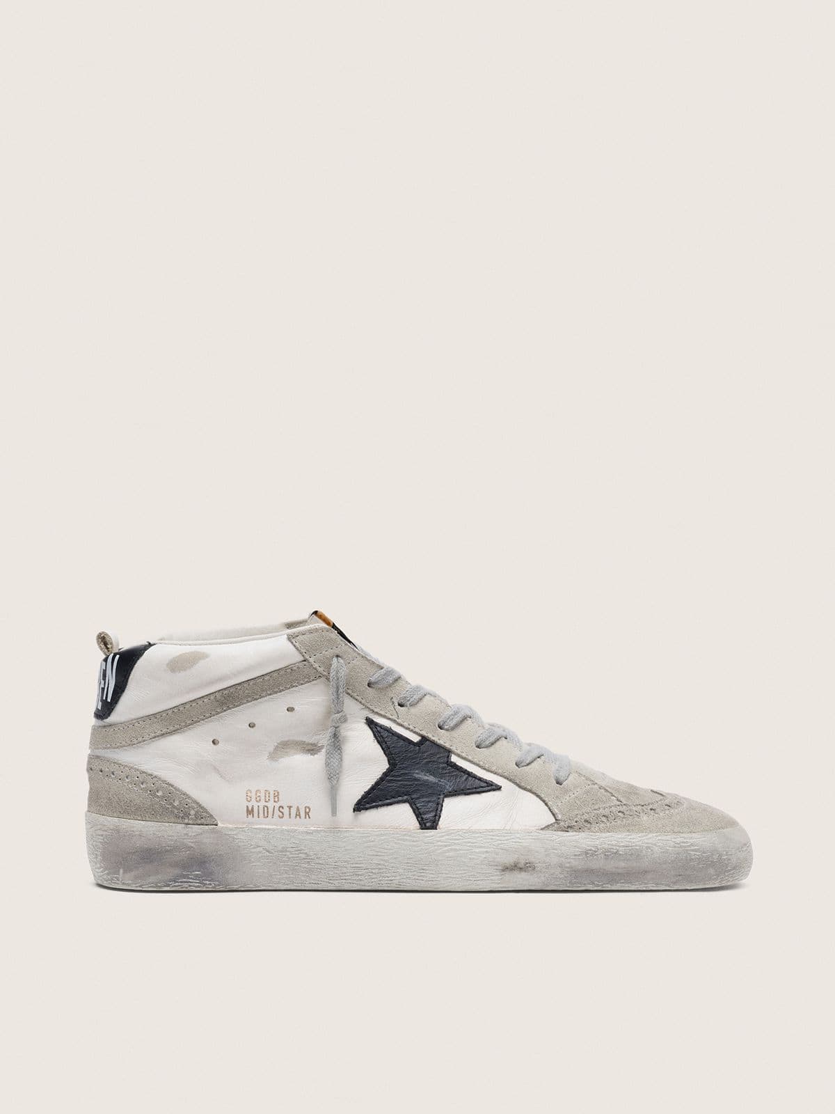 Golden Goose Mens Mid Star White With Black Star Mens