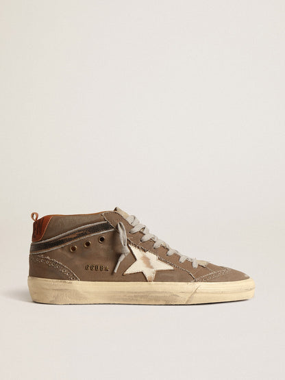 Golden Goose Mid Star In Green Canvas With Leather Star And Black Flash Mens