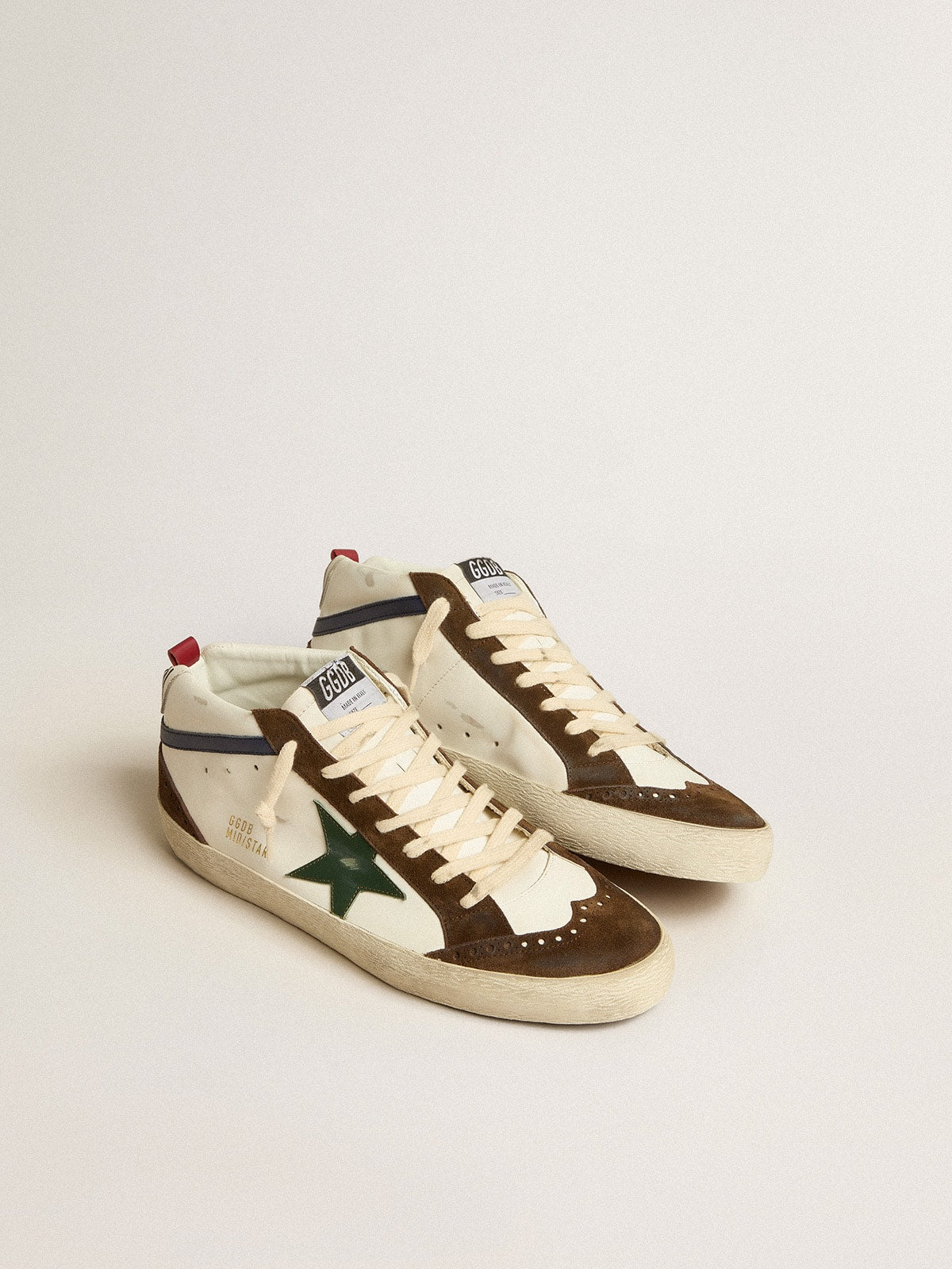 Golden Goose Mid Star With Green Leather Star And Blue Leather Flash Mens