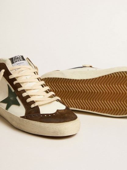 Golden Goose Mid Star With Green Leather Star And Blue Leather Flash Mens
