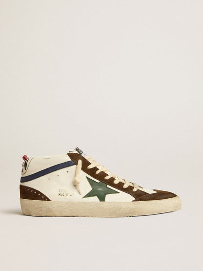Golden Goose Mid Star With Green Leather Star And Blue Leather Flash Mens