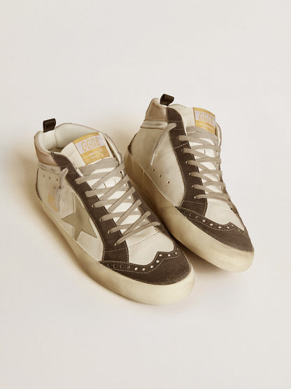 Golden Goose Mid Star With Gray Leather Star And Metallic Silver Leather Flash Mens