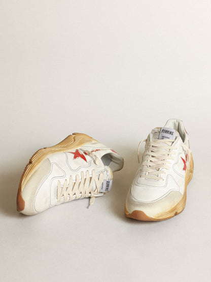 Golden Goose Mens Running Sole With Leather Star And Heel Tab With Red Print Mens