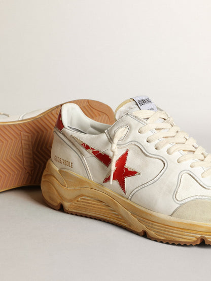 Golden Goose Mens Running Sole With Leather Star And Heel Tab With Red Print Mens