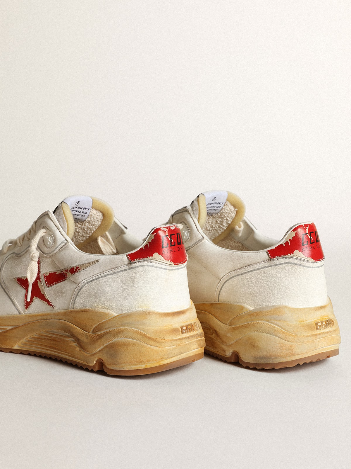 Golden Goose Mens Running Sole With Leather Star And Heel Tab With Red Print Mens