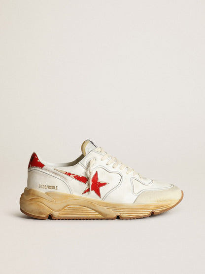 Golden Goose Mens Running Sole With Leather Star And Heel Tab With Red Print Mens