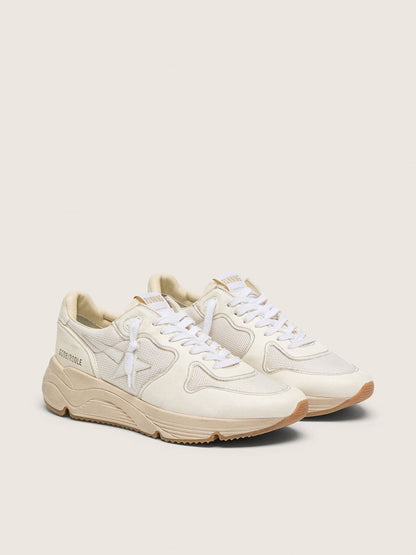 Golden Goose Mens Running Sole In Mesh And White Nappa Mens