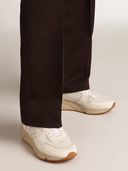 Golden Goose Mens Running Sole In Mesh And White Nappa Mens