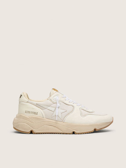 Golden Goose Mens Running Sole In Mesh And White Nappa Mens