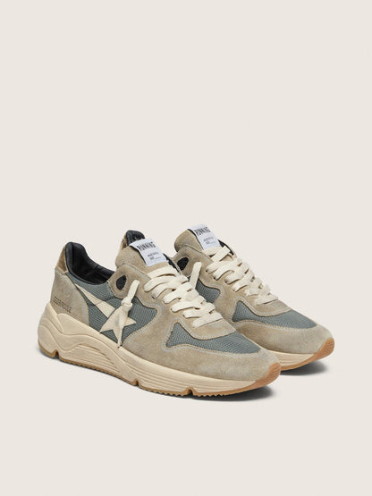 Golden Goose Running Sole In Gray Suede With White Star And White Heel Tab Mens