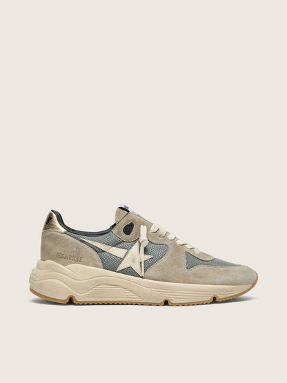 Golden Goose Running Sole In Gray Suede With White Star And White Heel Tab Mens