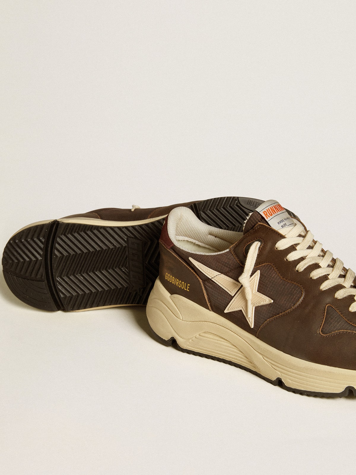 Golden Goose Running Sole In Nylon And Leather With Tpu Star And Nubuck Heel Tab Mens